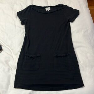 Sezane M black ribbed wide neck dress